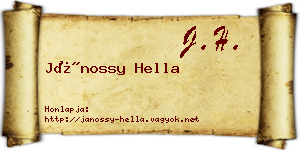 Jánossy Hella névjegykártya